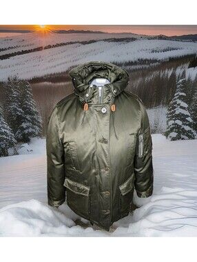 POLO RALPH LAUREN Military Parka Down Bomber Jacket Army OD Green Womens Large